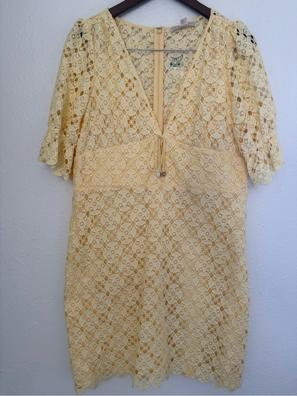 Michael Kors Floral Medallion Lace Mini Dress Sunbeam Yellow L NWT